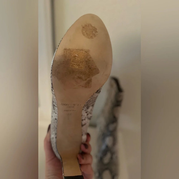 JIMMY CHOO Snake Leather Stone Color Midcalf Boots. Size 42. - Picture 11 of 17